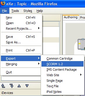 exporting as a scorm 1.2 package file