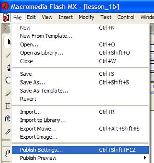 file and then publish setings